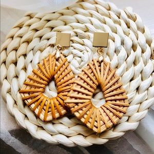 Handmade rattan woven earrings